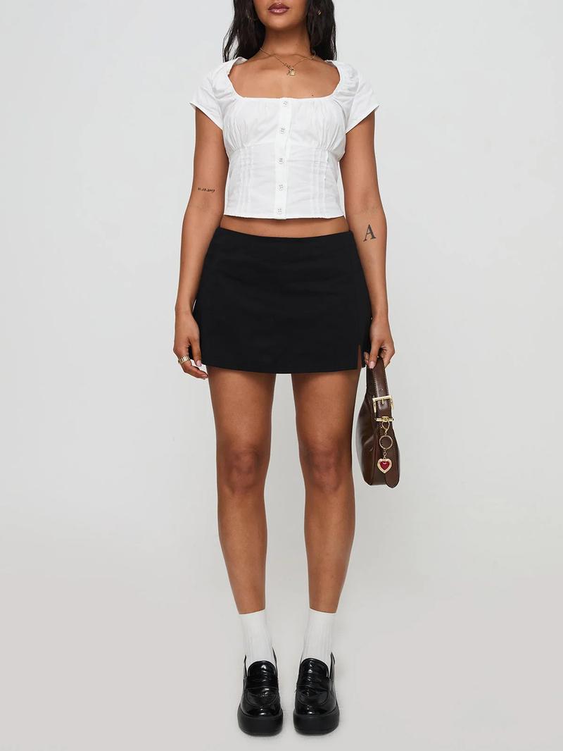 Women's Vintage Style Skirt, Fashion Casual Daily Wear, Natural Texture, Fitted Short Skirt, Perfect for Office and Graduation Season