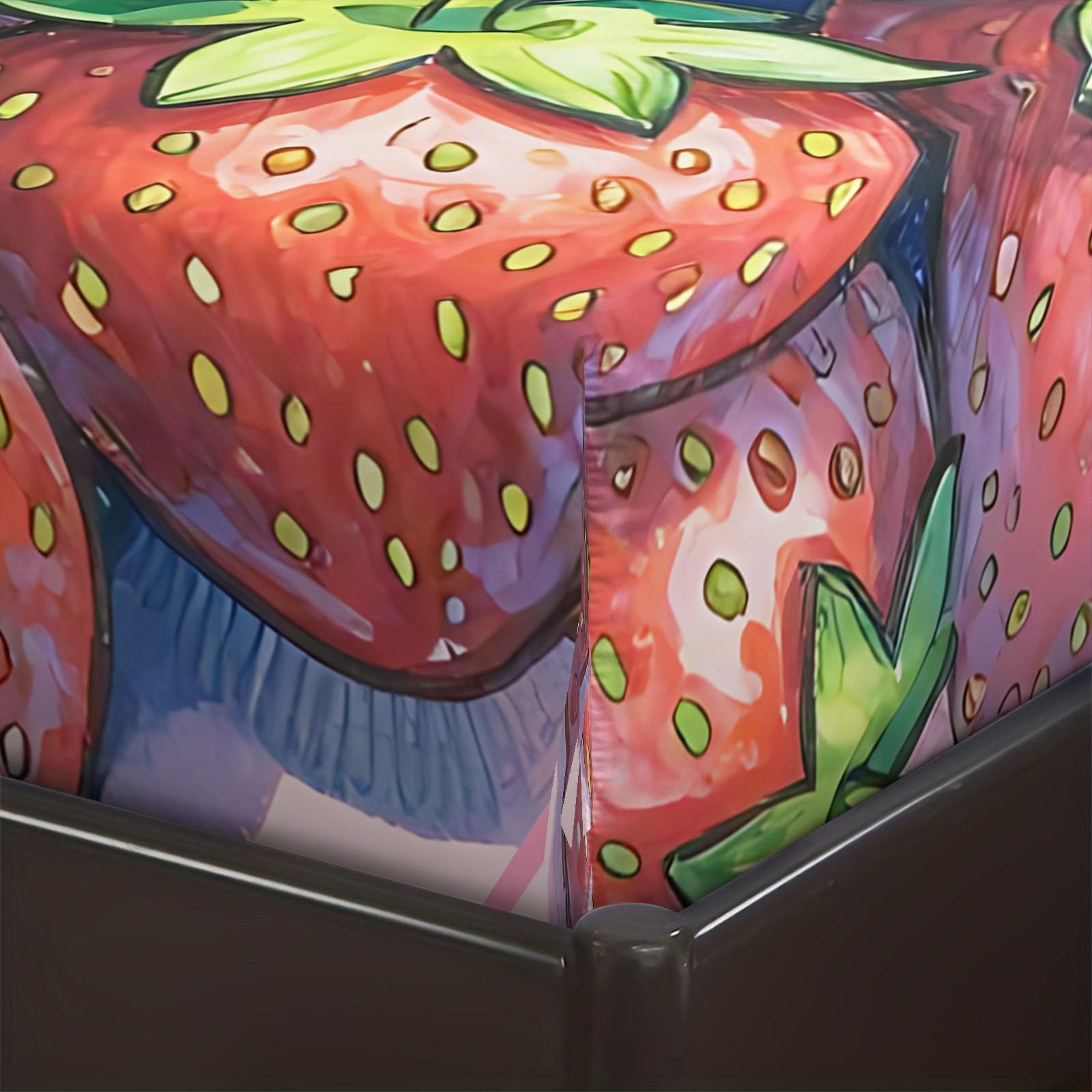 Strawberry Sweetheart Fitted Sheet Set & 2 Pillowcases, 3D Strawberry Full Print & Q-Version Cartoon Girl Design, Soft Anti-Slip Wrinkle-Resistant, Sweet Healing Style Girl's Room Kids Room Decor, Gift Choice
