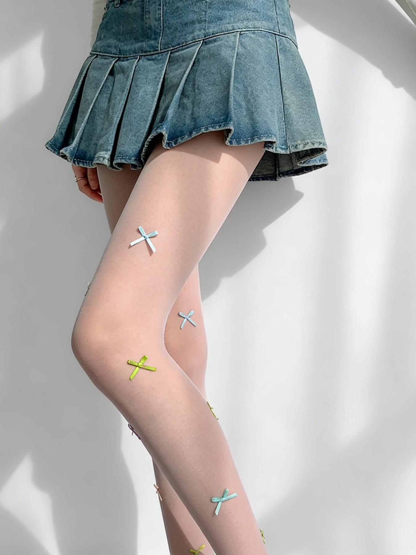 Colorful Bowknot Stockings, Essential Streetwear for Trendy Girls, Pure Desire Style, Perfect for All Seasons, High-Waisted Slim Fit Jumpsuit