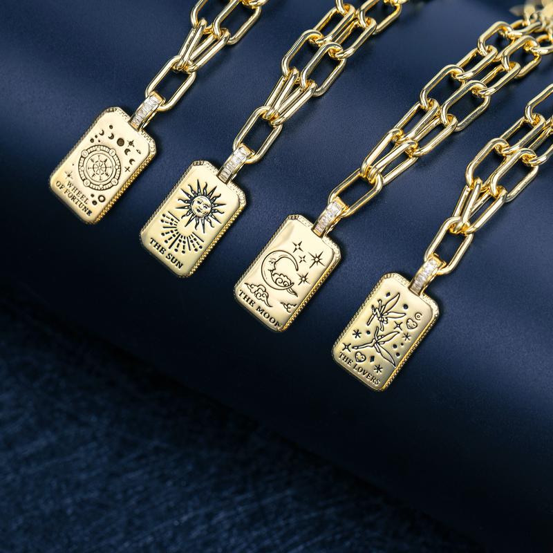 Mytys Tarot Neutral Style Trend Pendant Necklace Carving 6 styles Tarot Elegant Necklace Fashion Lovers Gift Bling Stylish Jewelry Accessory