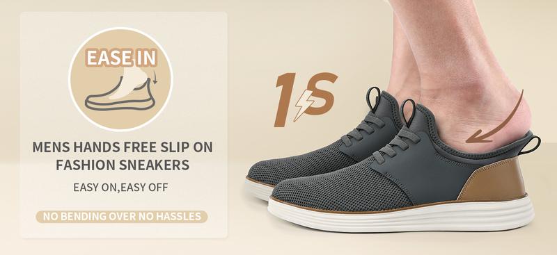 Men's Slip-On Wide Casual Sneakers Cushioned Business Oxfords  Lightweight Breathable Dress Shoes for Work & Casual Wear  Anti-Slip Walking Shoes Multiple Colors