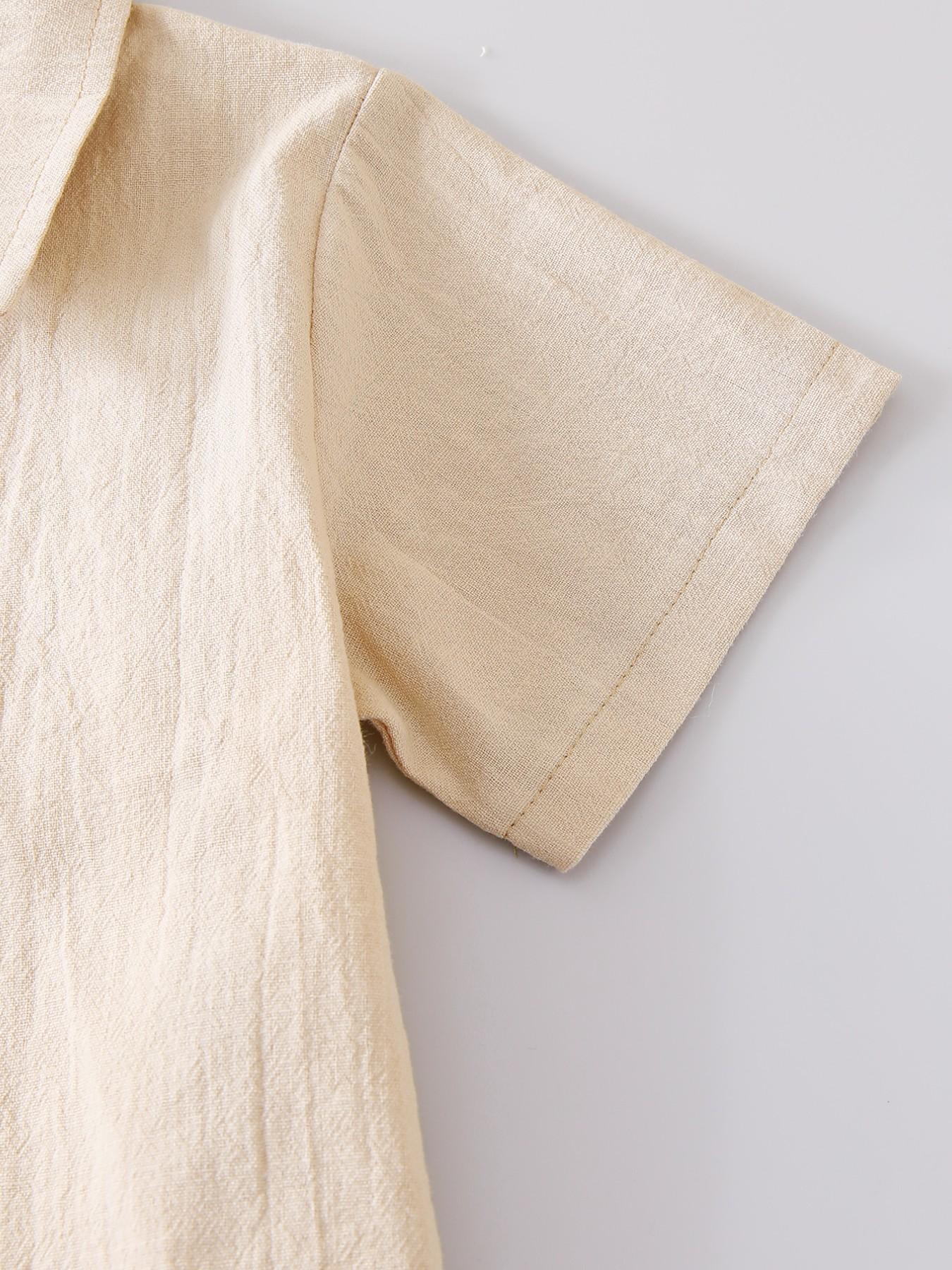 Boys' Summer New Solid Color Collar Button Polo Shirt, Short Sleeve Colorful Vertical Stripes, Casual Outdoor Wear, 2 Pieces Set