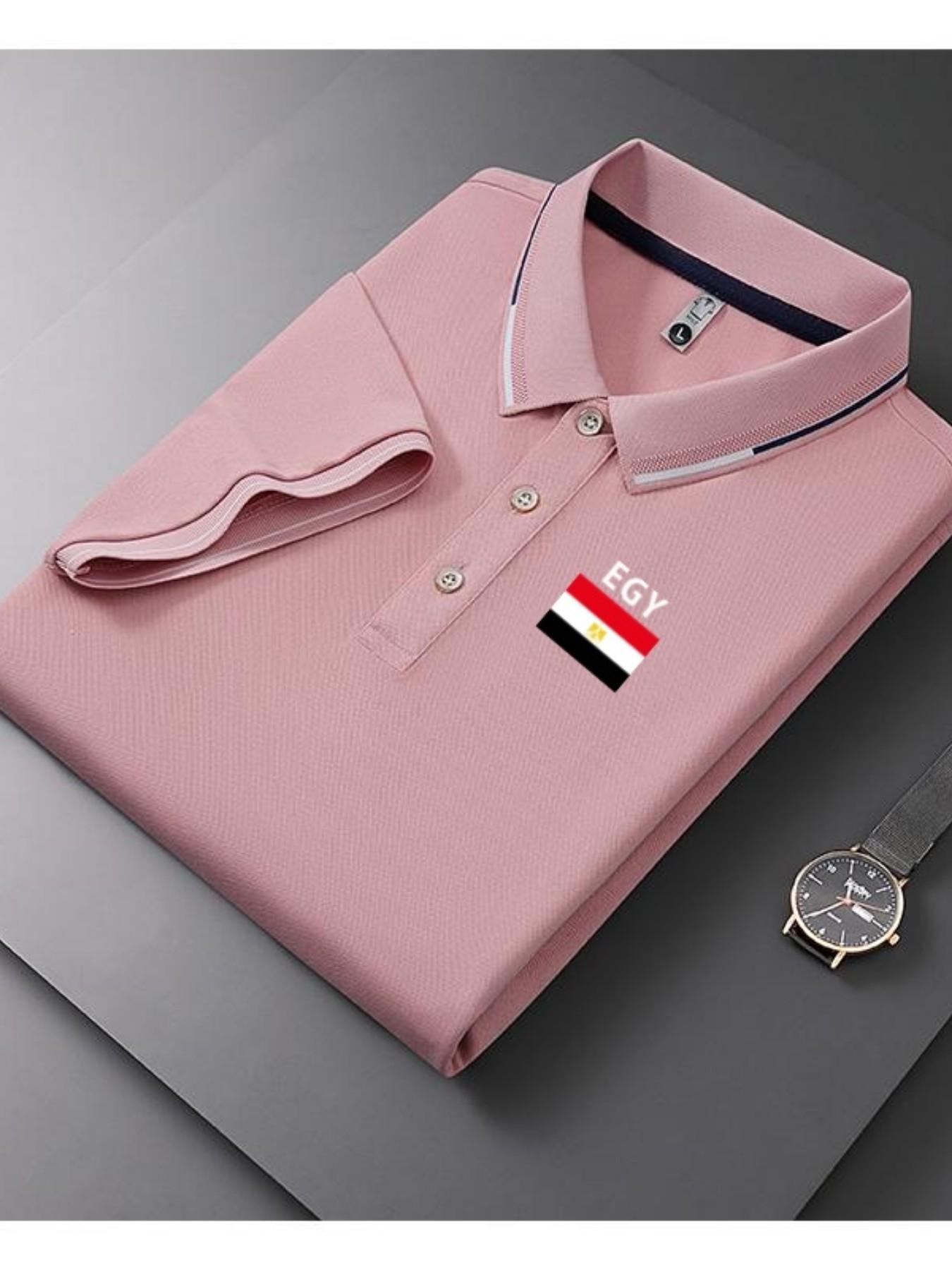 Men's Casual Summer Print T-Shirt, Iceland Flag Design, Geometric Pattern, Lightweight Breathable Polo Shirt, Short Sleeve Top