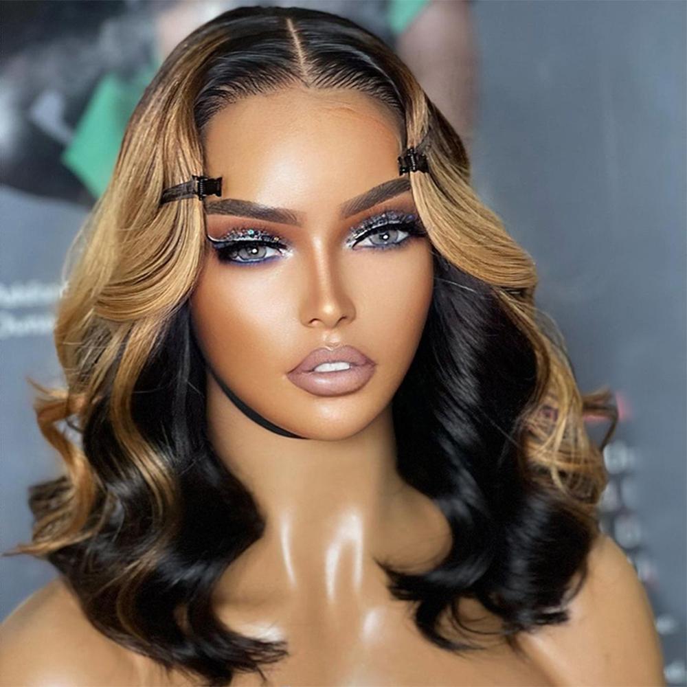 Blonde Highlight Body Wave Lace Front Wigs Human Hair Pre Plucked with Baby Hair 1B/30 Body Wave Bob Wig Human Hair 13x4 Short Body Wave Bob Wigs For Women SpringStatements