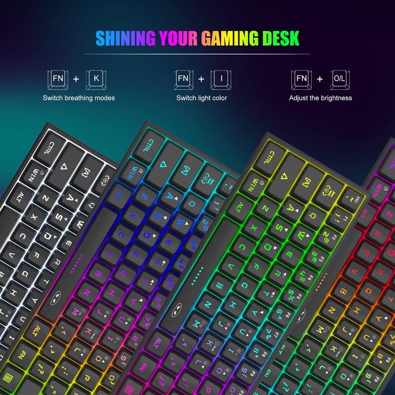 MageGee Mini 60% Gaming Keyboard, RGB Backlit 61 Key Ultra-Compact Keyboard, TS91 Ergonomic Waterproof Mechanical Feeling Office Computer Keyboard for PC, MAC, PS4, Xbox ONE Gamer