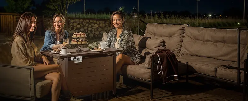 Aoxun Fire Pit Table 41/44 inch Rectangular Steel Outdoor Gas Fire ...