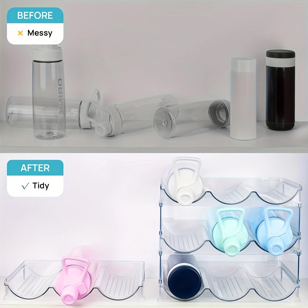 2/3/4-Pack Transparent Stackable Bottle & Wine Rack - Durable Plastic Space-Saving Storage Rack for Kitchen Cabinets, Shelves, Countertops, Ideal for Multiple Bottles, Cups, Jars (Easy Assembly), Kitchen Cabinet Organizer & Storage