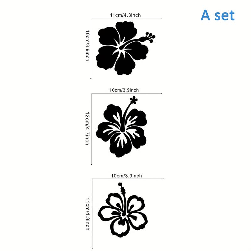 English: Creative Hibiscus Flower Car Decorative Stickers, Car Decals, Universal Stickers for Car Bodies and Windows, Windshield Sticker, Add a Literary Atmosphere to the Car