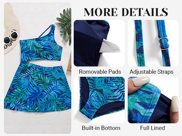 Daci One Shoulder Swim Dress - Cutout One Piece Swimsuit Women with Skirt Tummy Control Bathing Suit