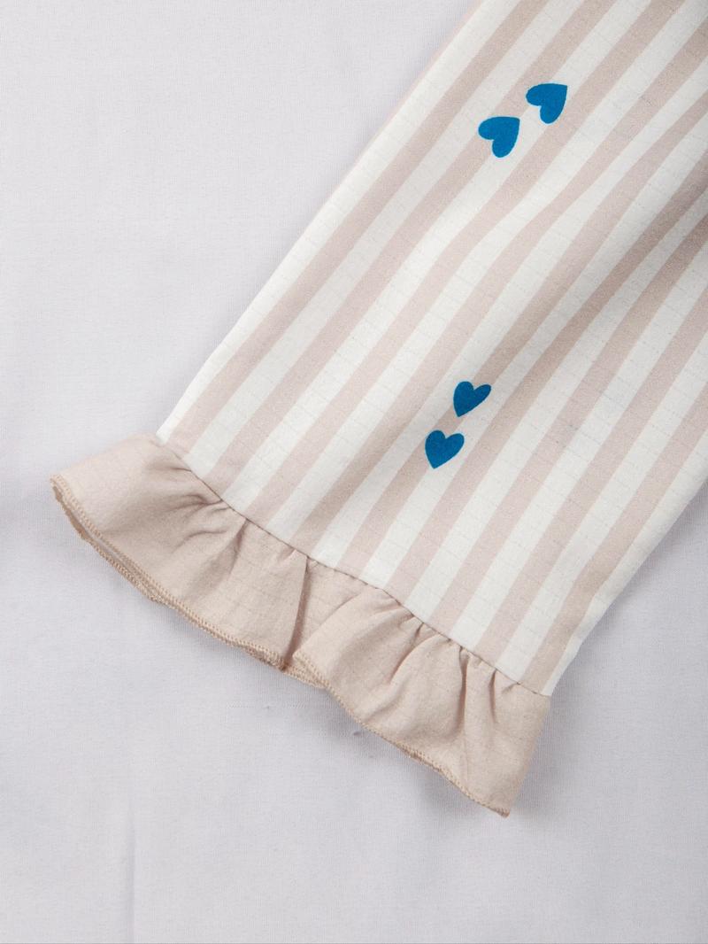 Women's Heart Bow Print Pajama Set 2 Piece, Casual Homewear Button Front Top & Elastic Waist Pants, Comfortable Sleepwear Loungewear