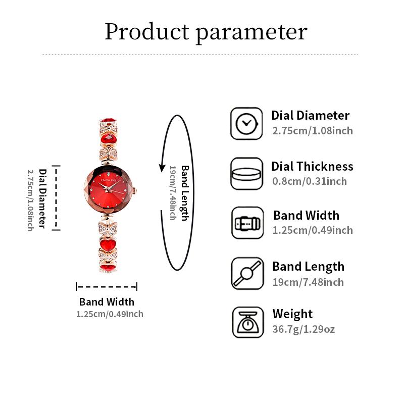 Clvmu Kiai Ladies Elegant Butterfly Watch Bracelet Set with Heart Shaped Gift Box Exquisite Necklace Ring Earrings Fashionable Jewelry for Women Perfect Festival Gift Baby G Rhinestone Wristwatch