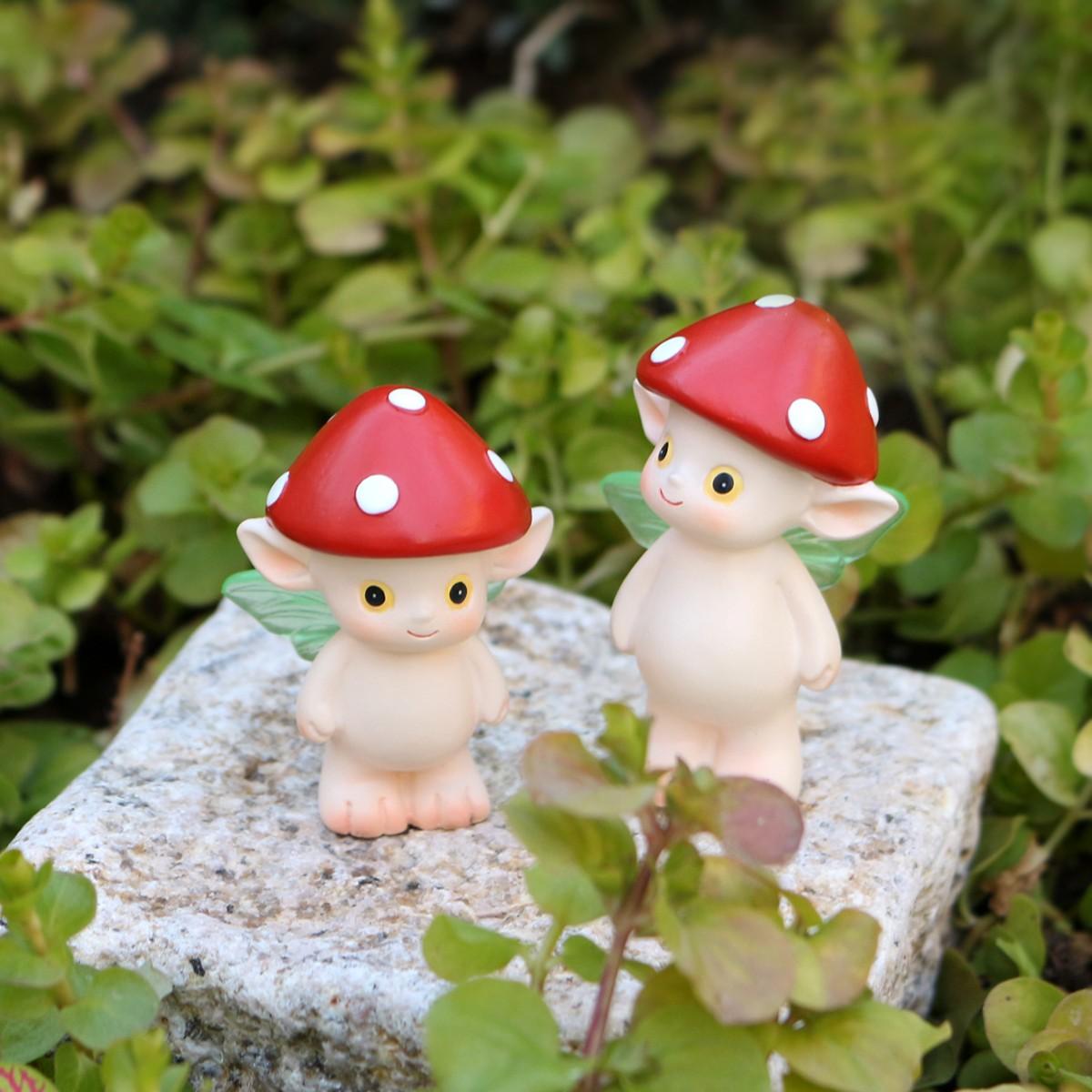 2pcs Mushroom Fairy Set, Hat Mushroom Figurines, Garden Decor, Camping Table Decor, Micro Landscape, Home Decoration, Holiday Gift
