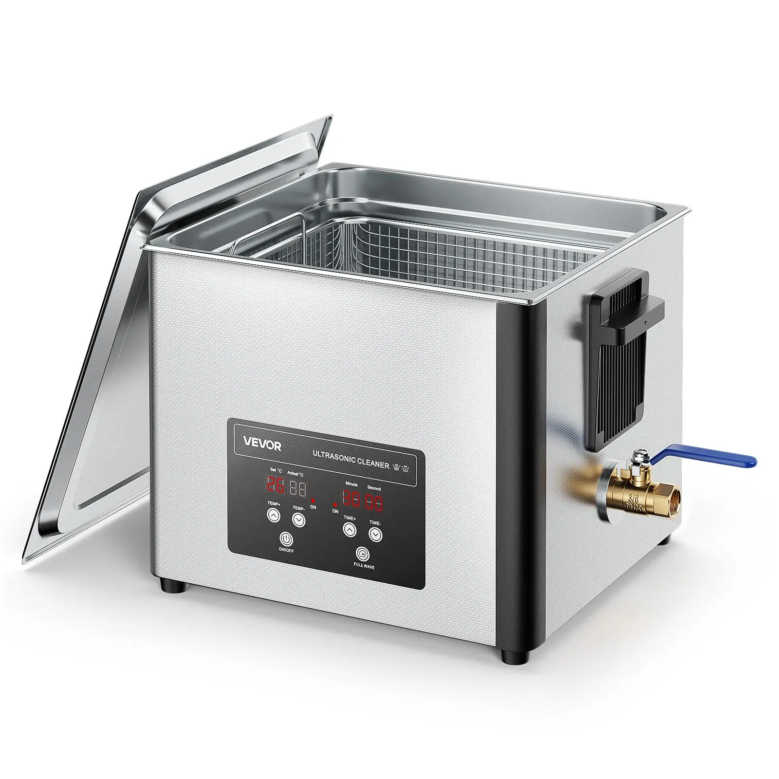 VEVOR 15L Ultrasonic Cleaner, Professional Ultrasonic Cleaner Machine with Cleaning Basket Digital Display, 240W Stainless Steel 40kHz Industrial Cleaning Machine for Parts, Carburetors, Instruments