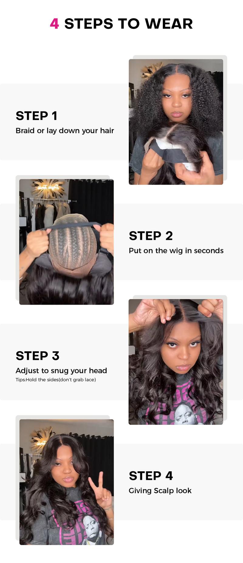 Subella Hair All-Day Wear Comfort Real Glueless Ocean Wave Wig Ready to Go 200% Density HD Lace Middle/Side/C Part Loose Body Wave Wig Pre Cut Plucked Human Hair Beginner Friendly