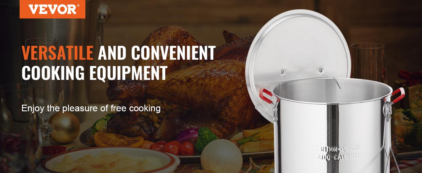 VEVOR Turkey Deep Fryer, 30-qt Turkey Fryer Boiler Steamer Cooker Set, Outdoor Aluminum Seafood Frying Pot, 54, 000 BTU Burner Propane Gas Boiler, Includes Basket, Perforated Poultry Rack, Thermometer VEVOR Turkey Deep Fryer, 30-qt Turkey Fryer Boiler Steamer Cooker Set, Outdoor Aluminum Seafood Frying Pot, 54, 000 BTU Burner Propane Gas Boiler, Includes Basket, Perforated Poultry Rack, Thermometer
