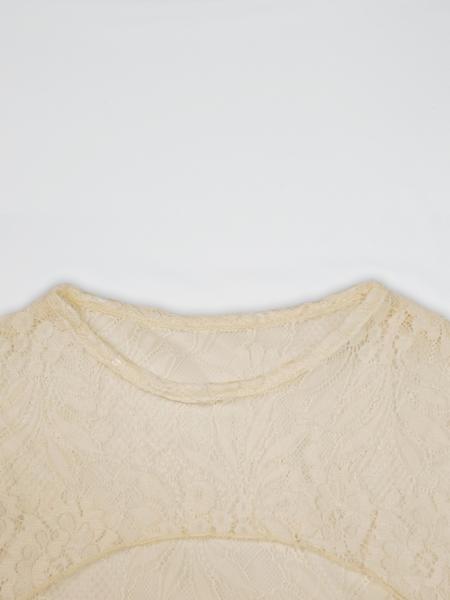 Elegant Women's French Vintage Lace Top, Sexy Sheer Patchwork Crop Top, Ruched Backless Design, Flounce Long Sleeve, Party Wear, Blouse