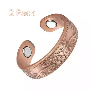 Copper Magnetic Ring for Women 99.9% Copper Finger Ring Strong Magnet Ring Copper Jewelry Gift Adjustable, Gift Box Set