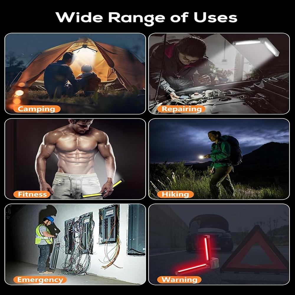 1PC Rechargeable LED Work Lights, Portable Gym Lamp for Posing, 21 Modes Flashlight with Magnetic , 180° Rotate Foldable with Hang Hook Camping Lamp for Camping, Car Repair, Workshop, Emergency