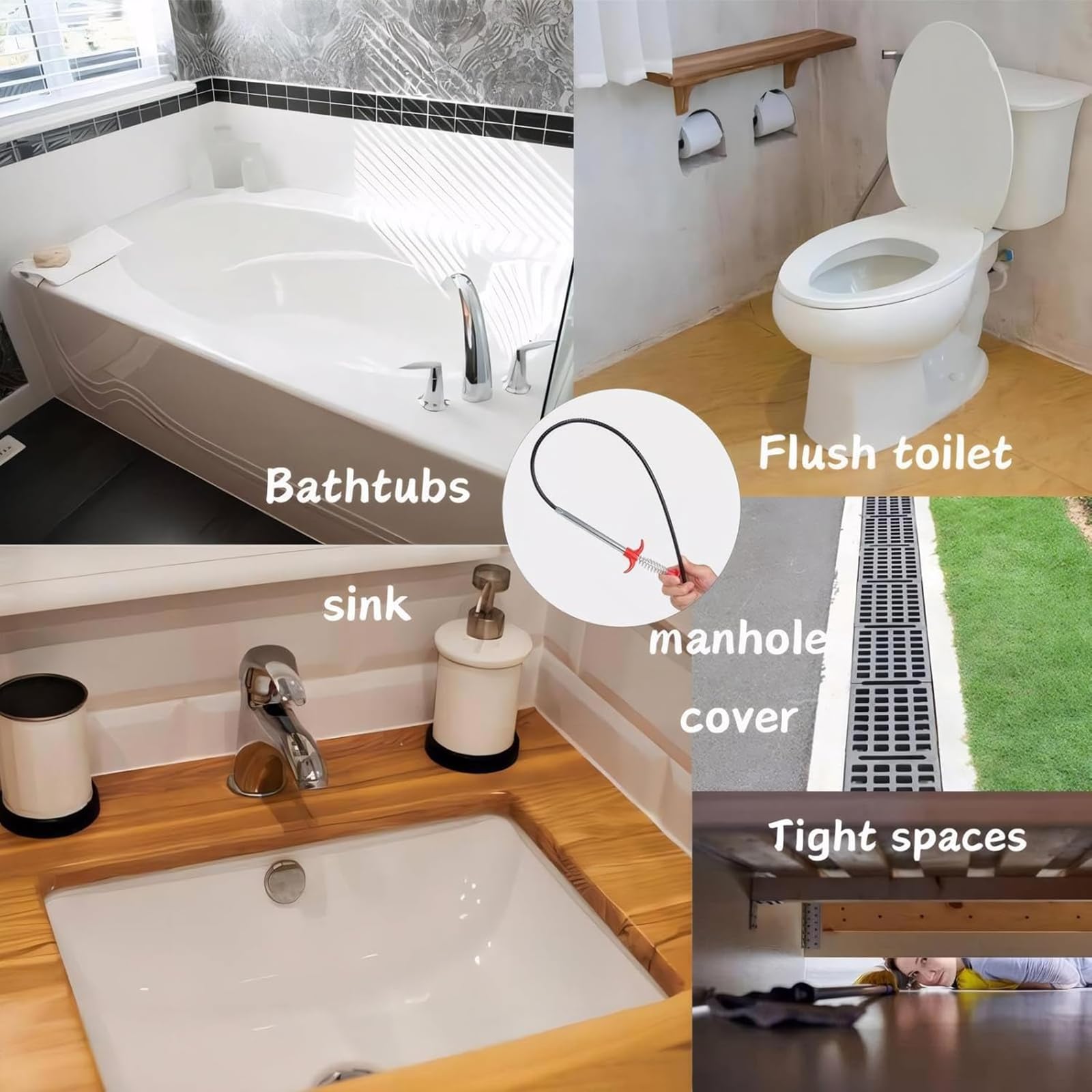 Drain Snake, Drain Clog Remover - Gutter Cleaning Tools Drain Cleaner for Toilet Sewer Shower Kitchen Bathroom Tub Clogged Drains Opener Cleaning Tool, Flexible Grabber Claw Pick Up Reacher (200cm)