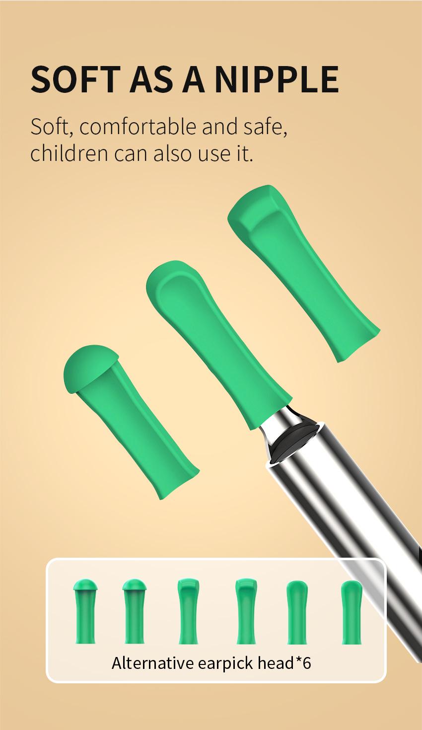 JPHYLL Rechargeable Earwax Removal Tool Kit with 360° Camera Waterproof Type-C Charging Portable Ear Cleaner for iPhone & Android 8 Attachments