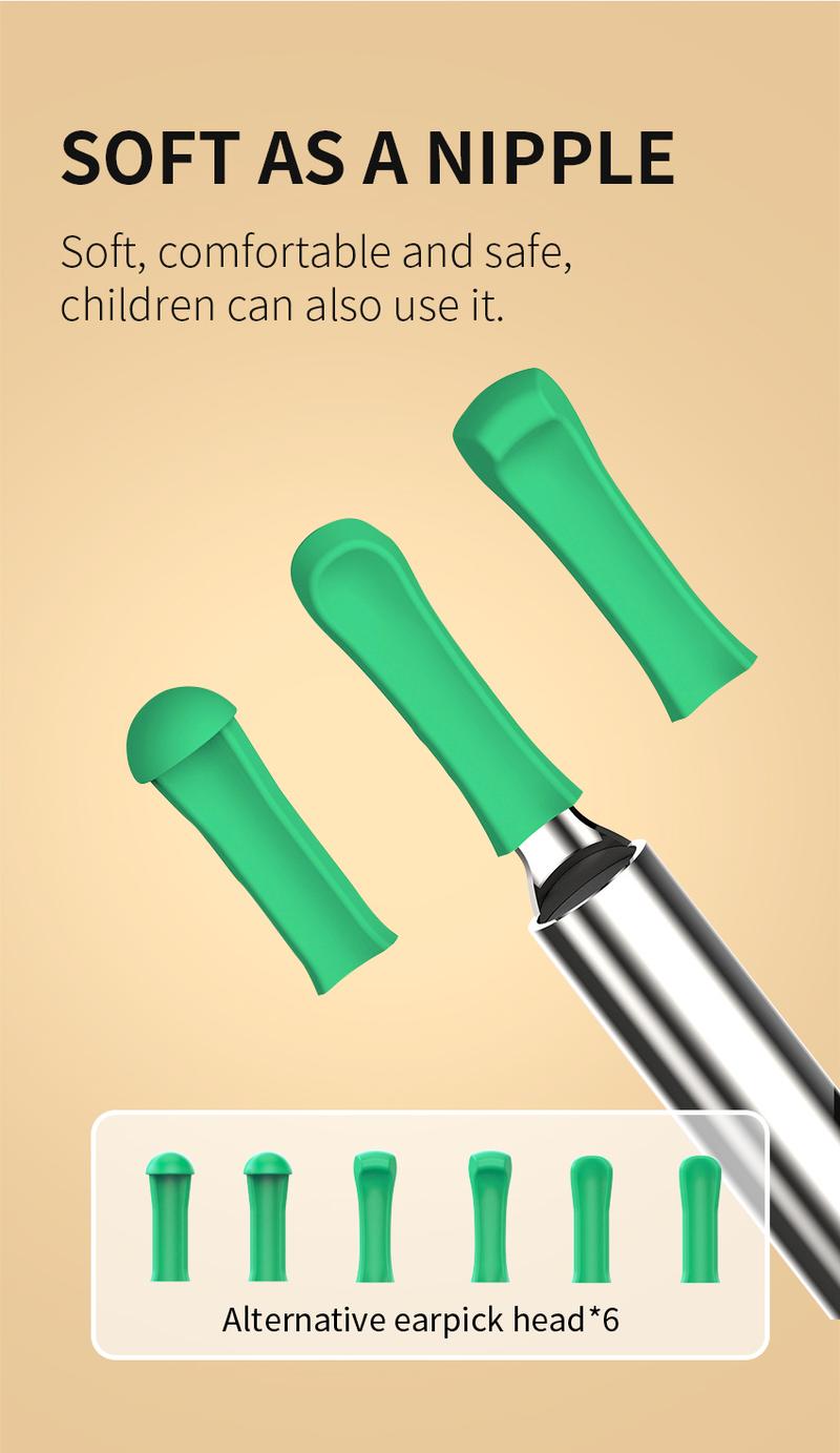 JPHYLL Rechargeable Earwax Removal Tool Kit with 360° Camera Waterproof Type-C Charging Portable Ear Cleaner for iPhone & Android 8 Attachments