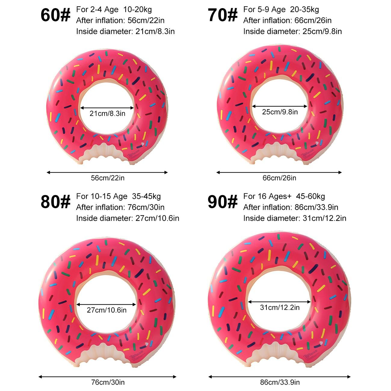 Donut Swim Ring, Summer Pool Float, Beach and Pool Swimming Aid, Water Safety Gear, Pool Party Beach Toy, Fun and Safe Floating Device