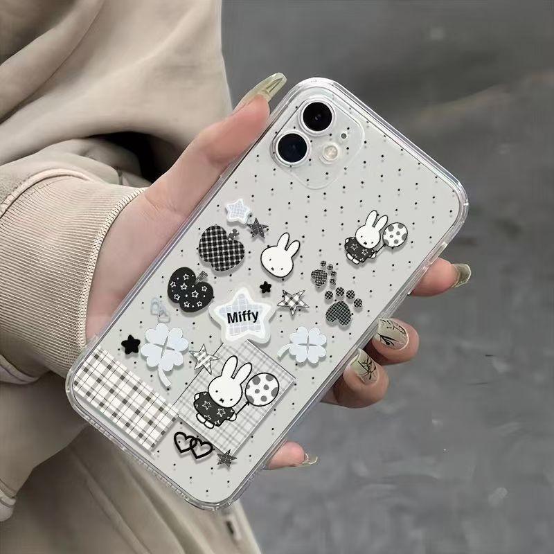 Cartoon Rabbit Phone Case, Polka Dot Transparent Anti-Drop, Compatible with iPhone 17/17 Pro Max, Trendy Style
