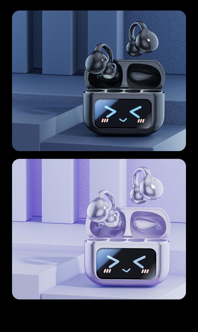 AOC ACD3521 Clip-On Ear Headphones with Real-Time Translation in 169 Languages, Audio-Visual Future Touch Screen, Wireless Headphones for Music & Phone Calls, Sport Waterproof & Sweatproof