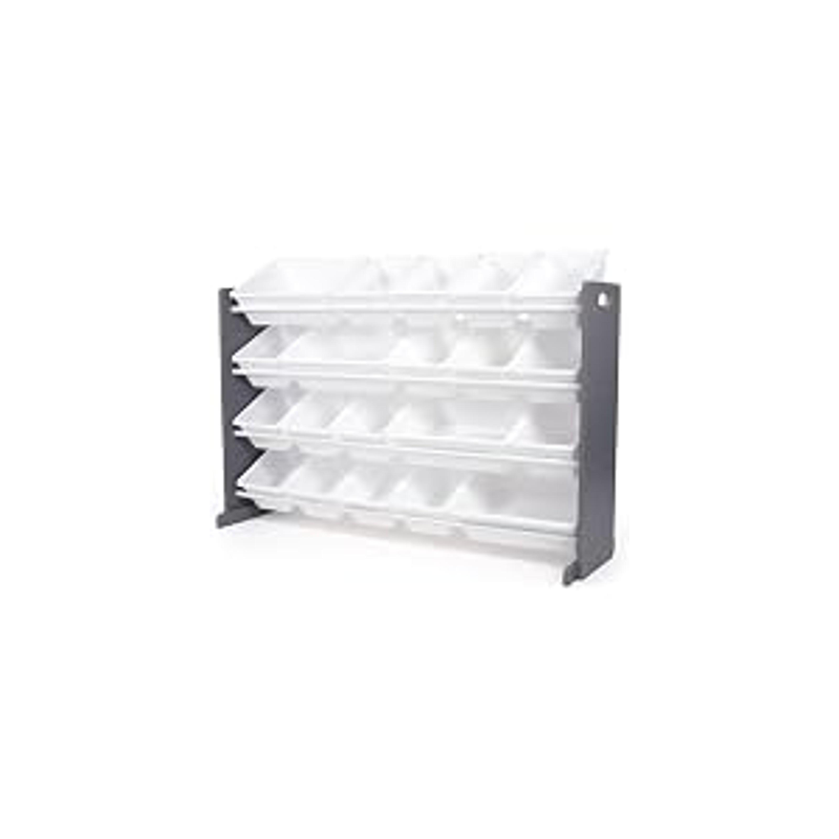 Toy Storage Organizer with 16 Removable Storage Bins for Kids Playroom, 4-Tier Toddler Toy Organization and Storage, Walnut/Primary