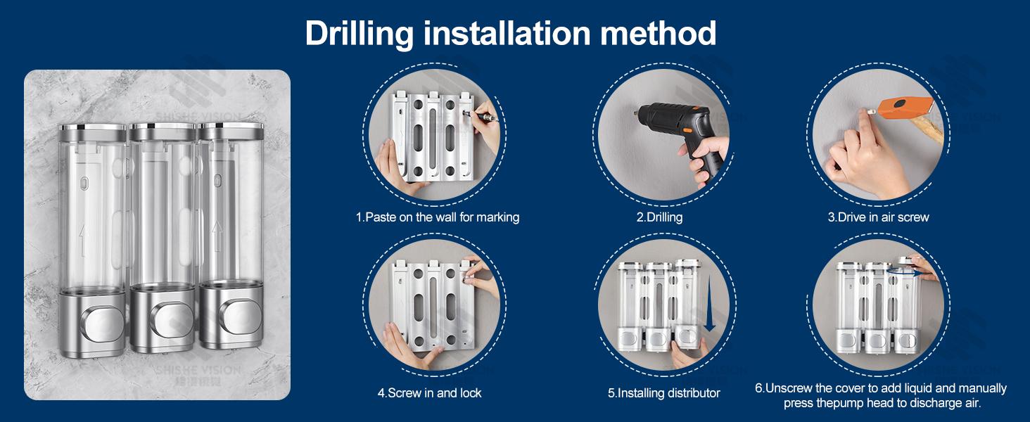 Zoronk 3-in-1 Room Wall Mounted Bathroom Shower Pump Dispenser and Organizer,with Waterproof Label-can be Used for Shampoo,Conditioner, Body Lotion,Body Wash,Bathroom,Kitchen,Hotel(Silvery) Zoronk 3-in-1 Room Wall Mounted Bathroom Shower Pump Dispenser and Organizer,with Waterproof Label-can be Used for Shampoo,Conditioner, Body Lotion,Body Wash,Bathroom,Kitchen,Hotel(Silvery)