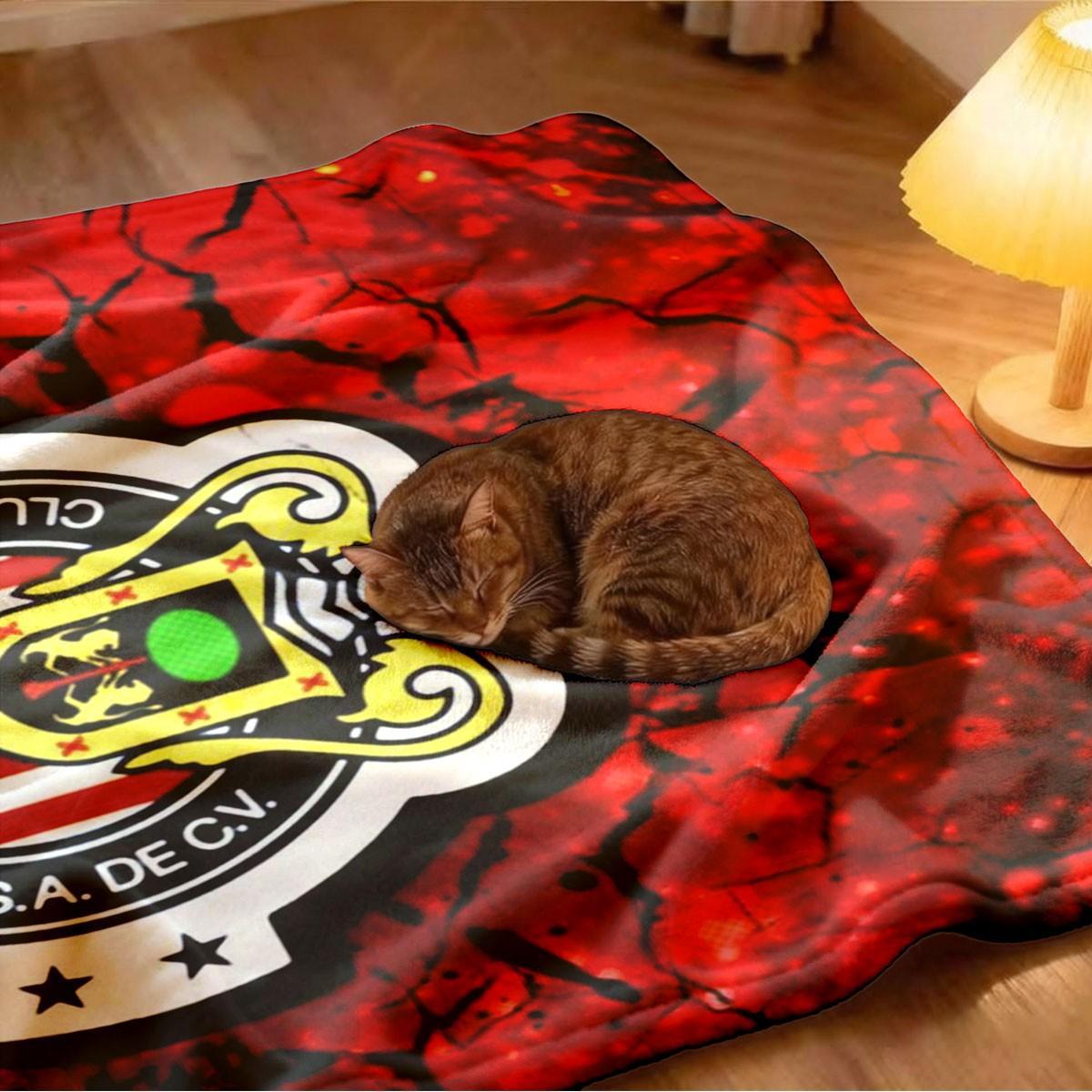 Guadalajara Chivas Team Logo Knitting Flannel Throw Blanket - Lightweight, Cozy, Soft, Warm Home Decor - Modern Tropical Room/House Decor for Bed, Sofa - Spring Gift, Room Decor, Neutral