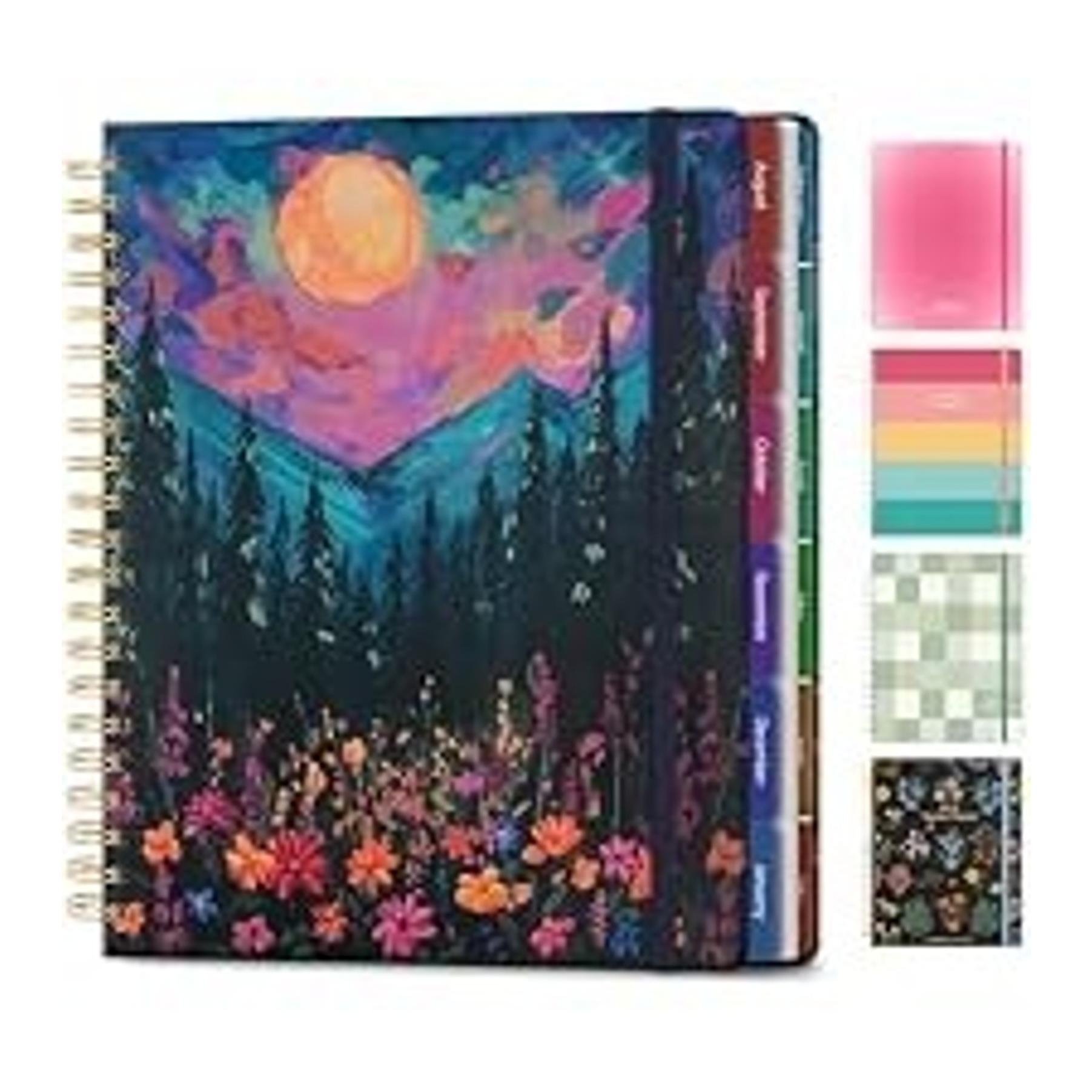 Hardcover Spiral Notebook Journal for Women & Men, Cute 5 Subject Notebook College Ruled for School & Work, Pink Journaling Notebooks with Removable Dividers Tabs, 8" x 10", 300 Pages, Bows