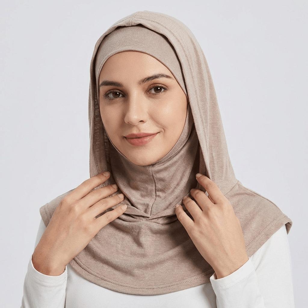 Elegant Muslim Headscarf, Comfortable Eid Headwear, Simple Fashion, High-Quality Double-Layered Hat Scarf, Essential for Ramadan