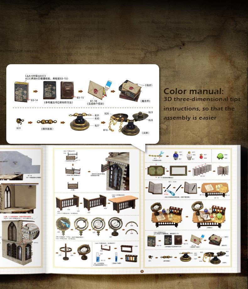 CUTEBEE DIY Decoration with LED Lights Creative Christmas Holiday Gifts for Adults Wooden House Kit Stem Building Block Magnetic Tiles