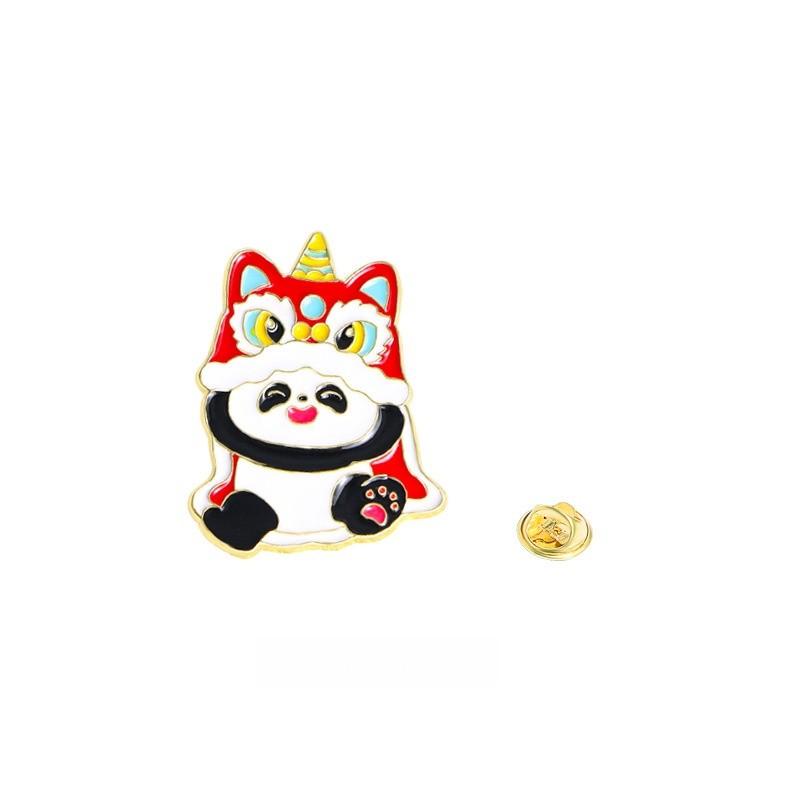 Chinese Style Panda Pin Badge, Cartoon Emblem, Backpack Couple Clothes Accessory, Button Clip Decoration, Memorial Gift