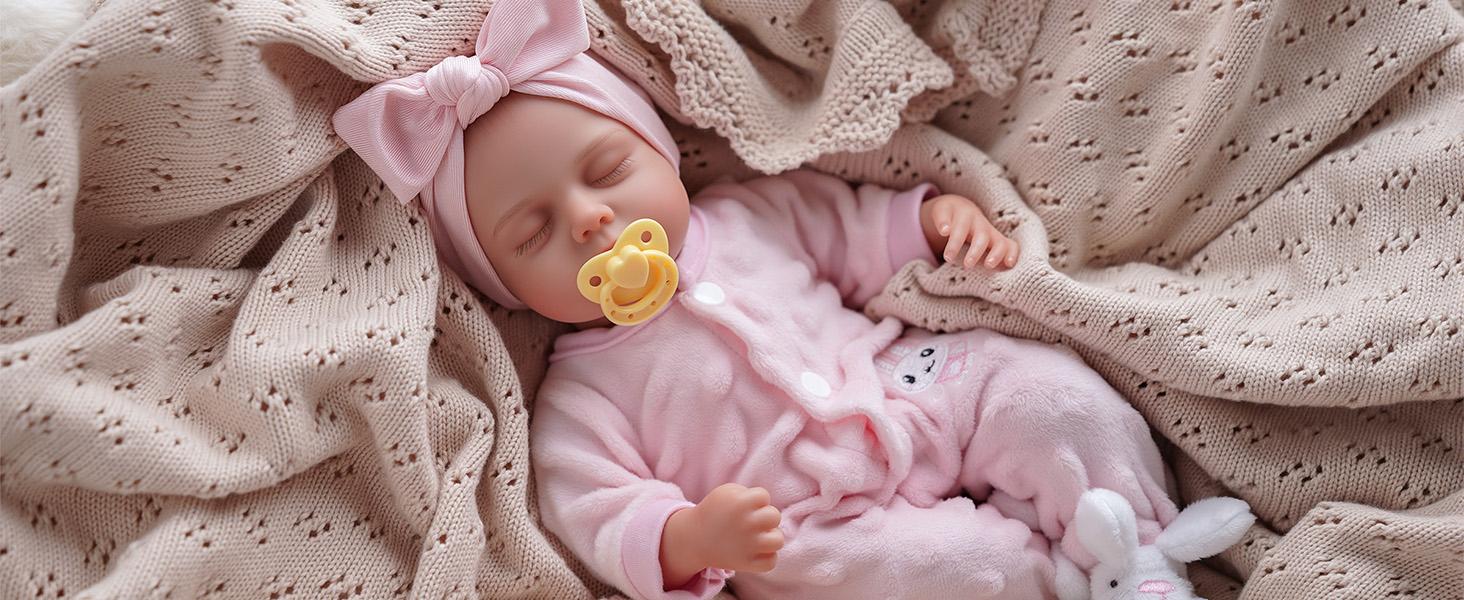 BABESIDE 12/17/20 Inch Lifelike Reborn Baby Dolls Soft Full Body, Realistic Baby Doll Sweet Sleeping Soft Vinyl Real Life Baby Dolls Cute Girl with Toy Accessories Gift Set for Kids Age 3+