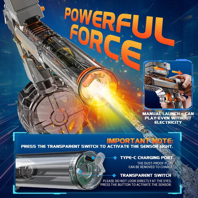 Electric Water Gun for Kids Adults - Automatic Squirt Gun With up to 32 Ft Long Range, Summer Outdoor Beach Swimming Pool Party Super Soaker Toys, Gift for Kids Age 8 9 10 11 12 Years Old Boys