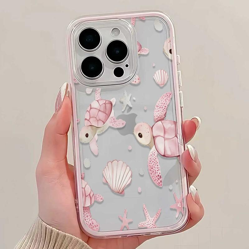 Turtle Shell Pattern Phone Case, Shockproof Soft Tpu Cover for iPhone 11-16 Pro Max, Trendy Design Gift Option
