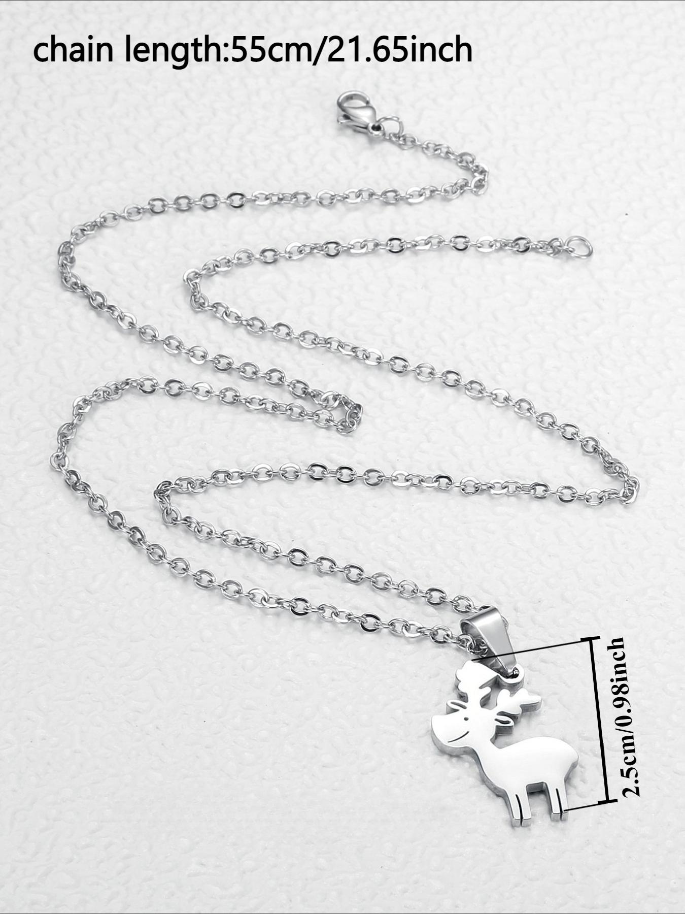 Christmas Elk Pendant Necklace, Stainless Steel Non Fading, Christmas Accessories, Christmas Gifts