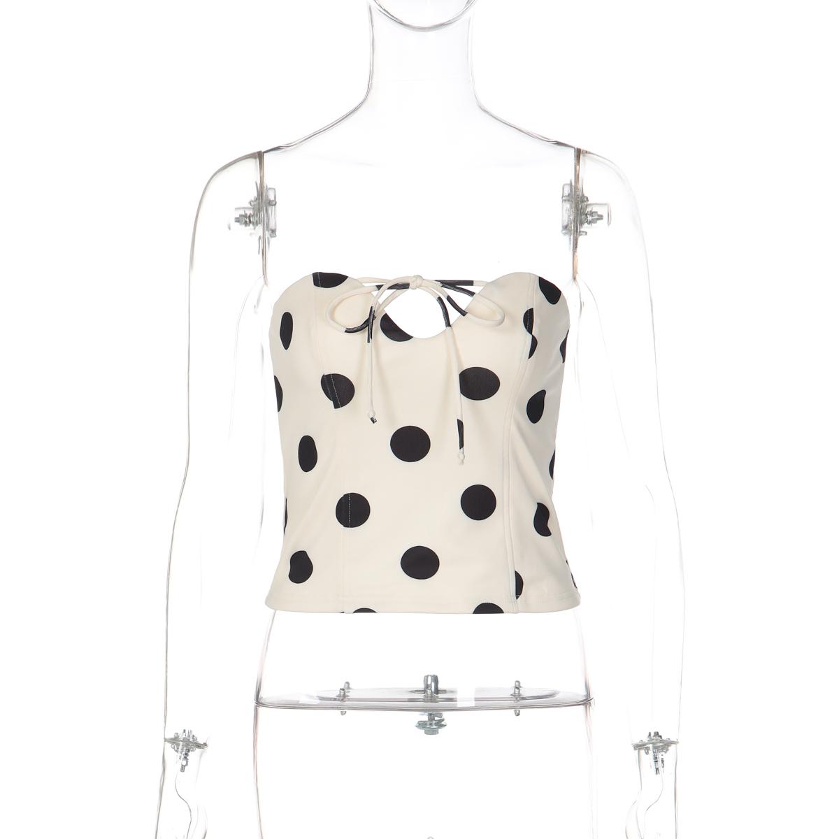 Women Summer Sexy Strapless Polka Dot Party Club Beach Vacation Tube Tops