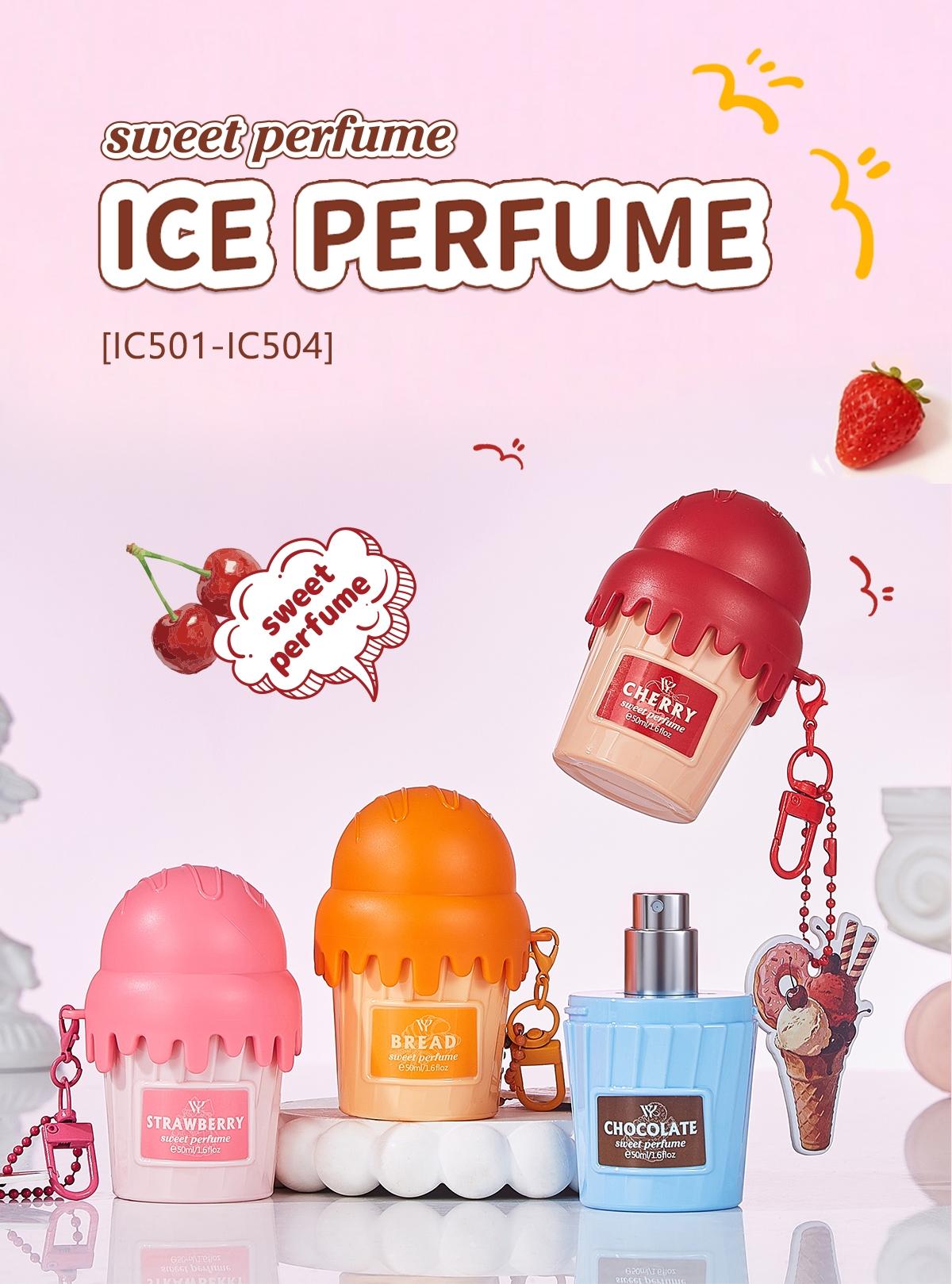 Women's perfume, the new and adorable ice cream perfume, comes with a beautiful keychain pendant for easy carrying. There are four styles for you to choose from. It has a long-lasting fragrance, uses high-quality ingredients, and offers four delicious fla