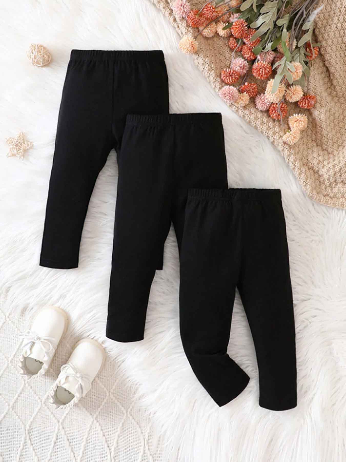 3-Pack Toddler Girls' Knit Warm Bottoms, Fall Winter Soft Simple Versatile, Casual Comfortable Kids Clothing, All Seasons Fitted Style