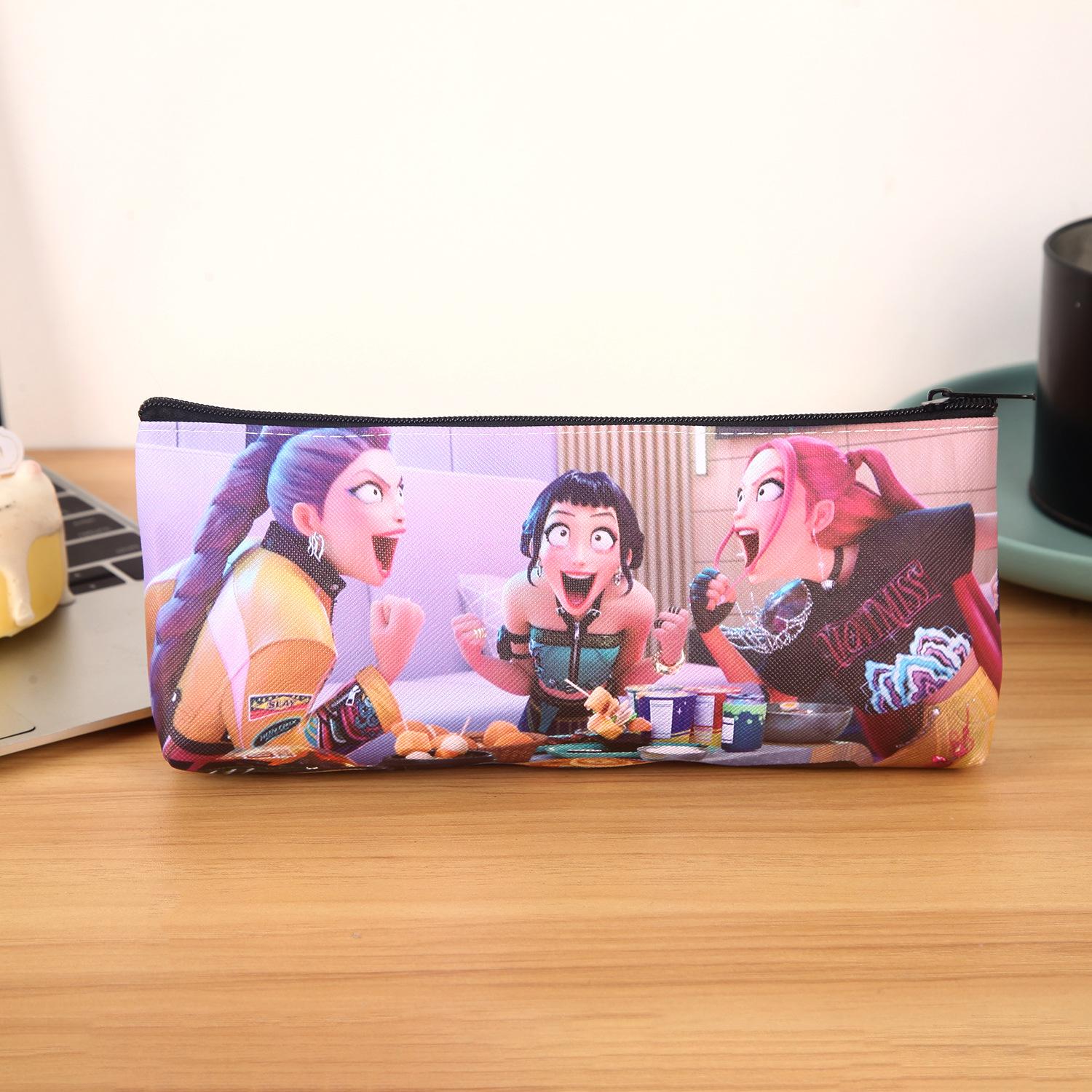 Kpop Hunter Girl Group Pencil Case, Cute Student Large Capacity Stationery Bag, PU Single Layer Storage Bag, School Supplies Organizer