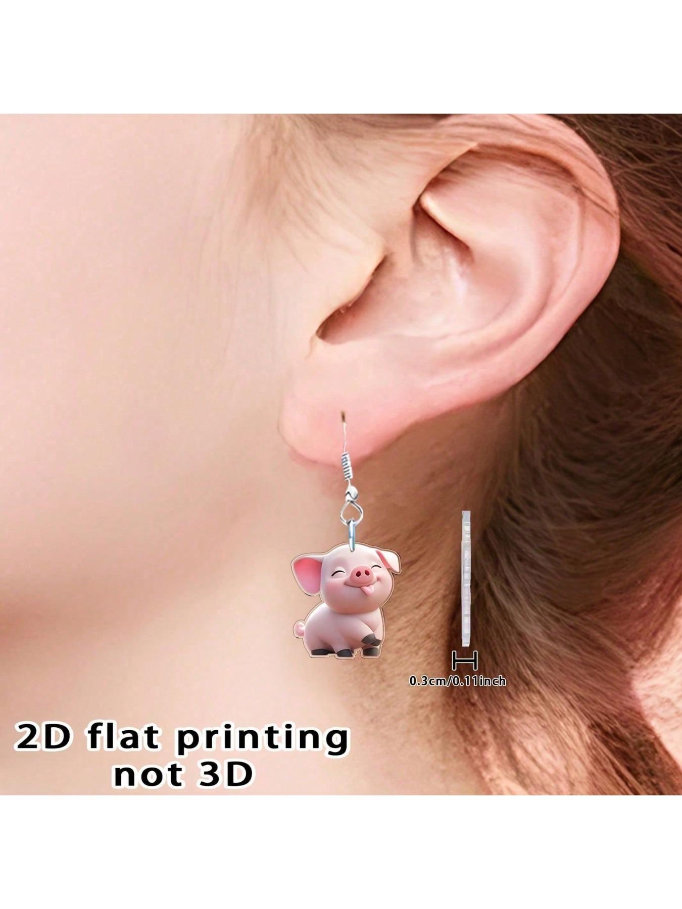 classic acrylic earrings -1 pair, cute pink pig design, elegant animal themed accessory, suitable for Christmas, Thanksgiving, birthdays, anniversaries, Mother's Day gifts, unique earrings
