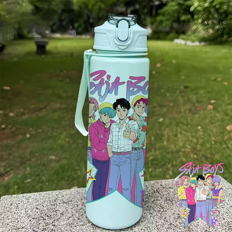 1pc Large 25oz/750ml Leakproof Water Bottle with Dark Anime Manga Design - Leakproof Lid, Durable Plastic Cup for Gym, Travel, for home, Birthday Gifts