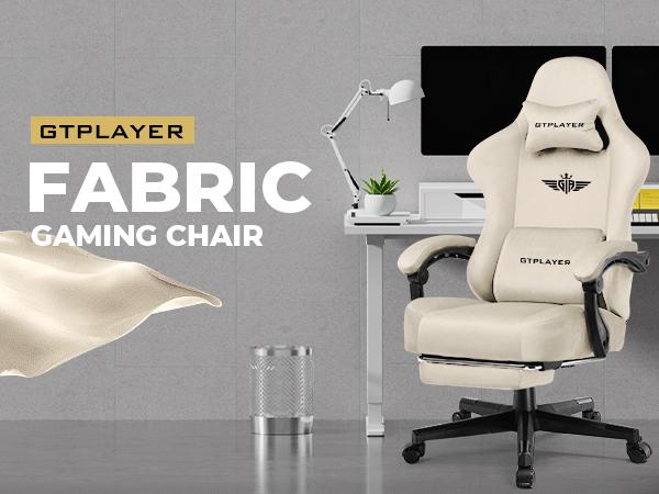 GTPLAYER Gaming Chair Fabric with Pocket Spring Cushion, Big and Tall Gaming Chair, 350LBS High Back Computer Chair with Footrest,Springtok Ergonomic