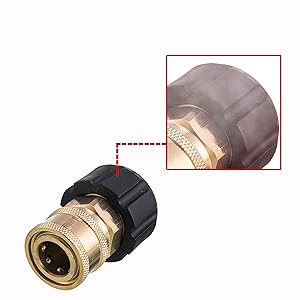 Pressure Washer Quick Connect Adapter, 3/8 Inch Socket to M22 14mm Metric Fitting for Pressure Washer Gun and Hose, 5000PSI