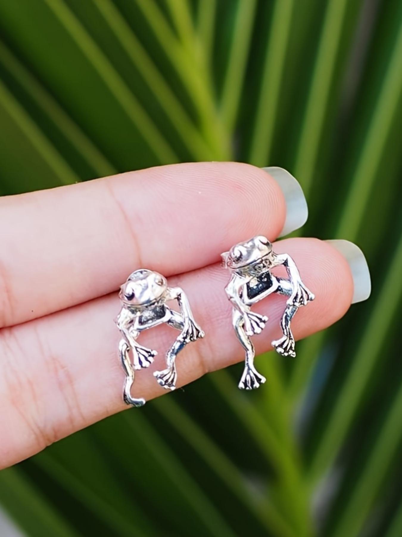 Creative Funny Retro Style Frog Design Pretty Studs Earrings, Dainty Fashion Jewelry, Unique Animal Design Dainty Matching Jewelry Accessory As Gift for Women
