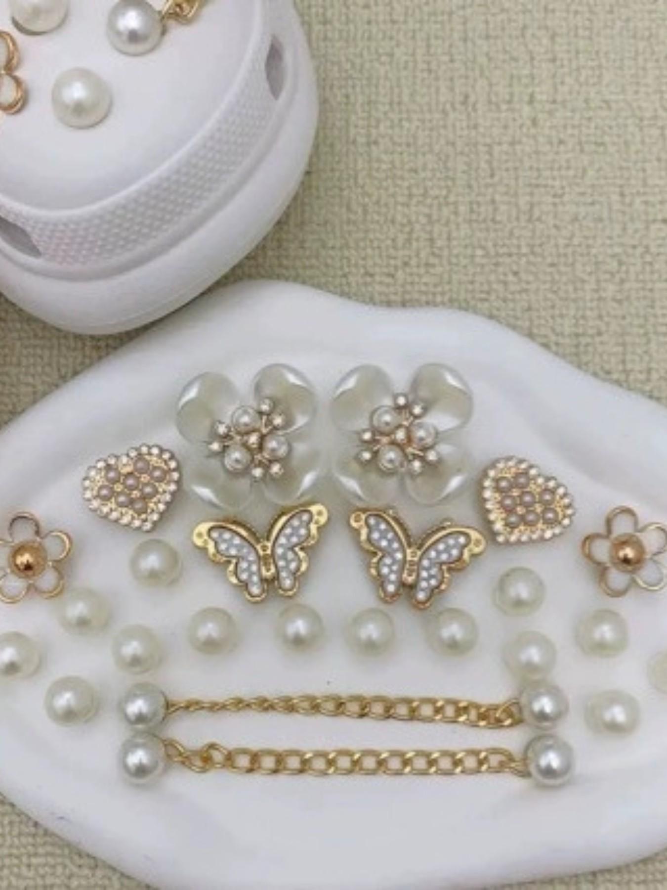 Alone Luna 18/20pcs Bling Shoe Charms, Crystal Rhinestone Decor, Cute Party Birthday Accessory, Beach Travel Footwear Decoration