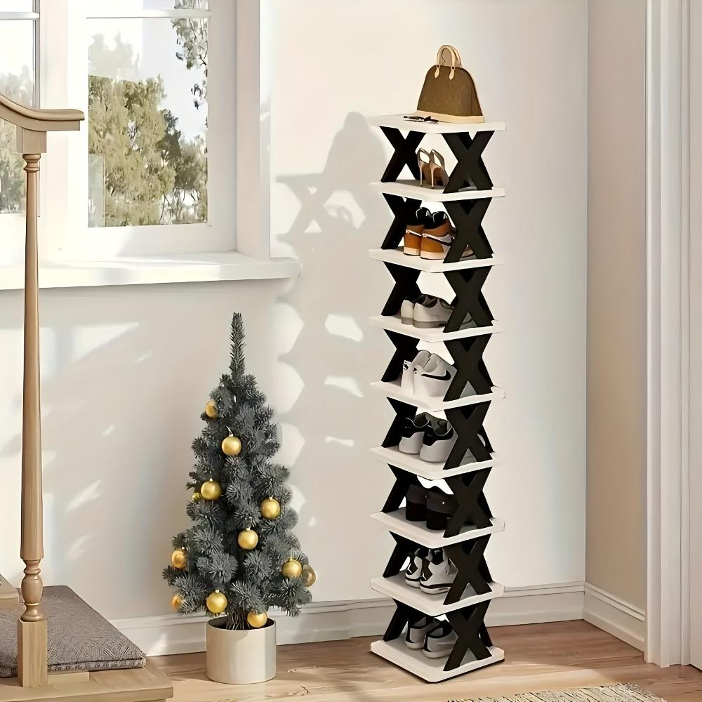 Foldable shoe rack, easy to assemble, durable material, multifunctional storage for home and dormitory, space saving, living room organizing, efficient shoe storage, standalone unit, student dormitory, home storage